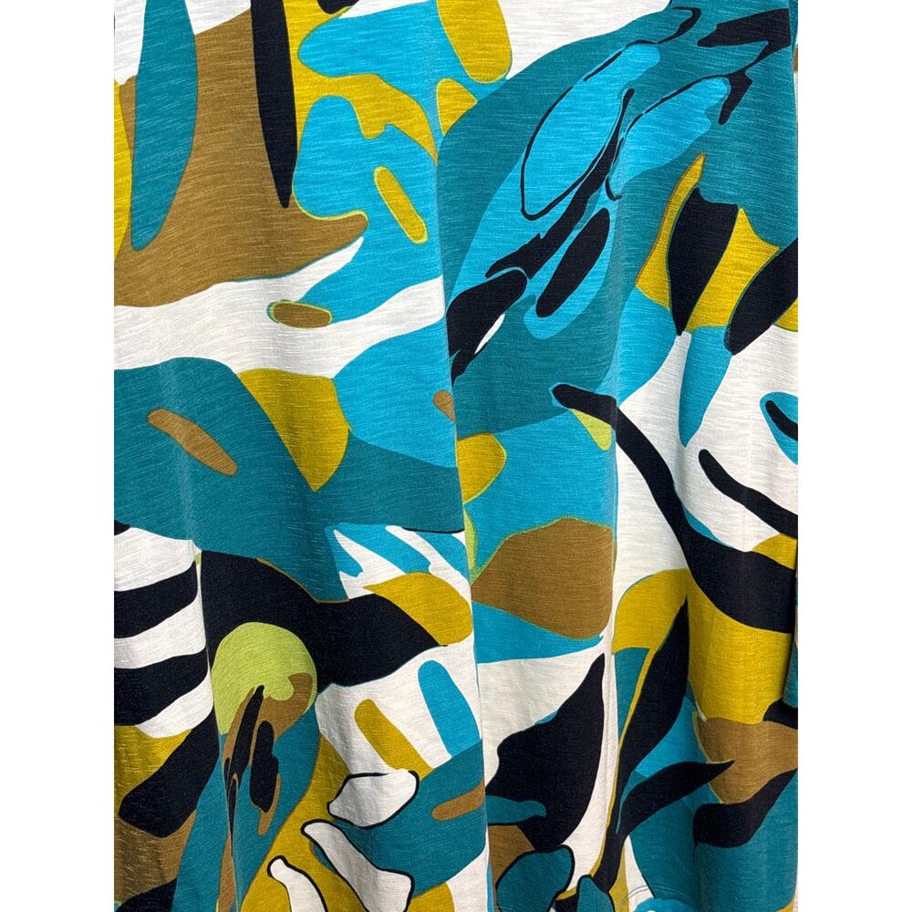 Multiples Women's White Green and Turquoise Tunic 3/4 Bell Sleeve Plus Size 2X - Picture 4 of 7